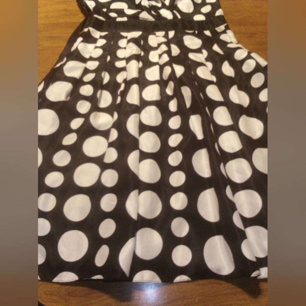 PS Style Polka Dot Black And White Sleeveless Midi A-Line Dress Size 12 NWT - Picture 3 of 11